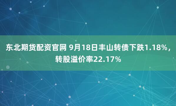 东北期货配资官网 9月18日丰山转债下跌1.18%,转股溢价率22.17%